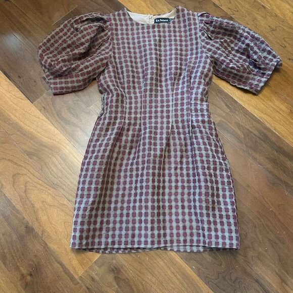 En Saison women's Puff sleeve mini check dress size small RN 150025‎ - Picture 1 of 9